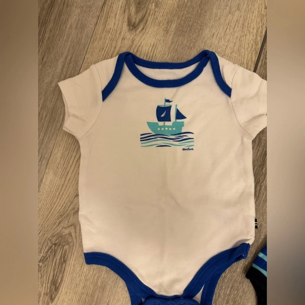 Nautical Themed Kids Onesies Set - Blue, White, Yellow
